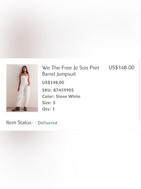 Free People We The Free Stone White Barrel Jumpsuit small